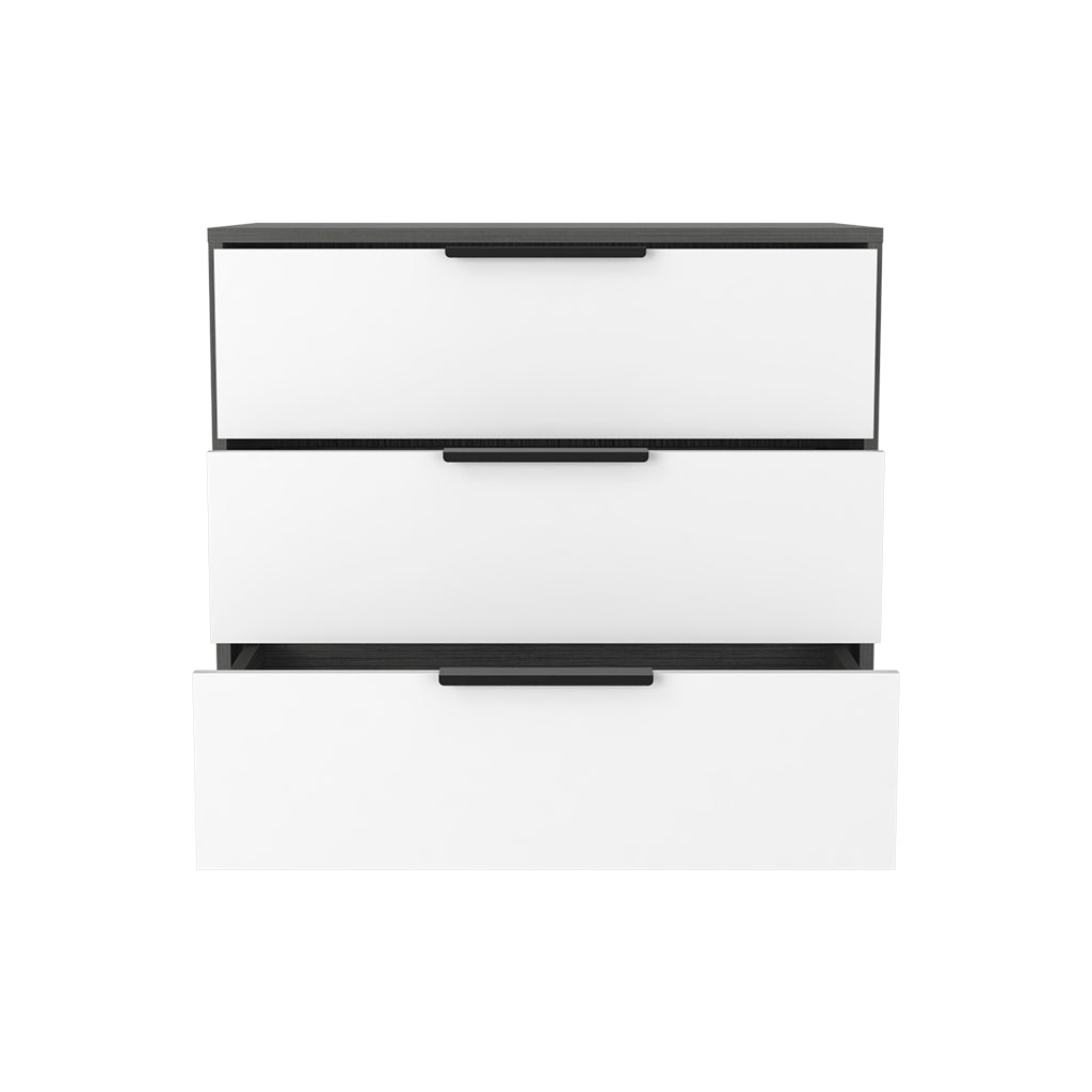 Dresser 27"H, 3 Drawers Dresser, Superior Top, Smokey Oak White Multicolor Particle Board Particle Board