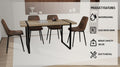 Mdf Light Wood Dining Table And Modern Dining Chair 4 Piece Set, Medieval Wooden Kitchen Dining Table Set, Rectangular Metal Base, Dining Table And Suede Chair Wood Mdf