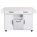 K&K Kitchen Island With Trash Can Storage Cabinet