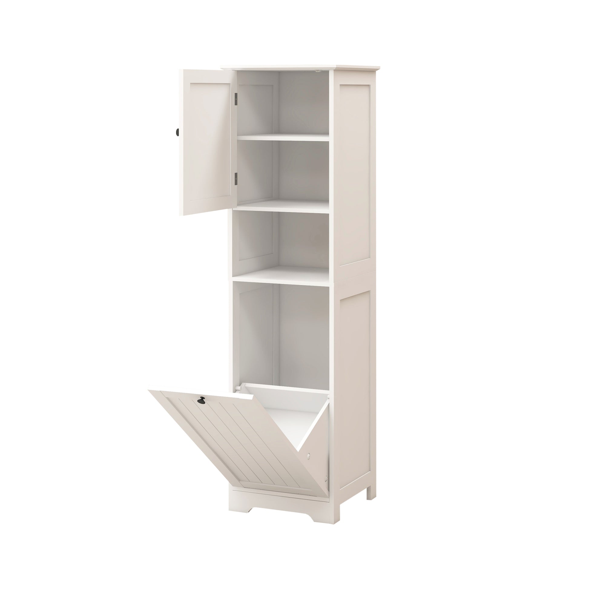 One Compartment One Door Tilt Out Laundry Sorter Cabinet White White Mdf