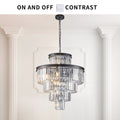 Black Luxury Crystal Chandelier Modern Chandeliers Lights Fixture Hanging Pendant Light Fixture For Dining Room Bedroom Living Room Dia 23.6 Inch Black Black Crystal Iron