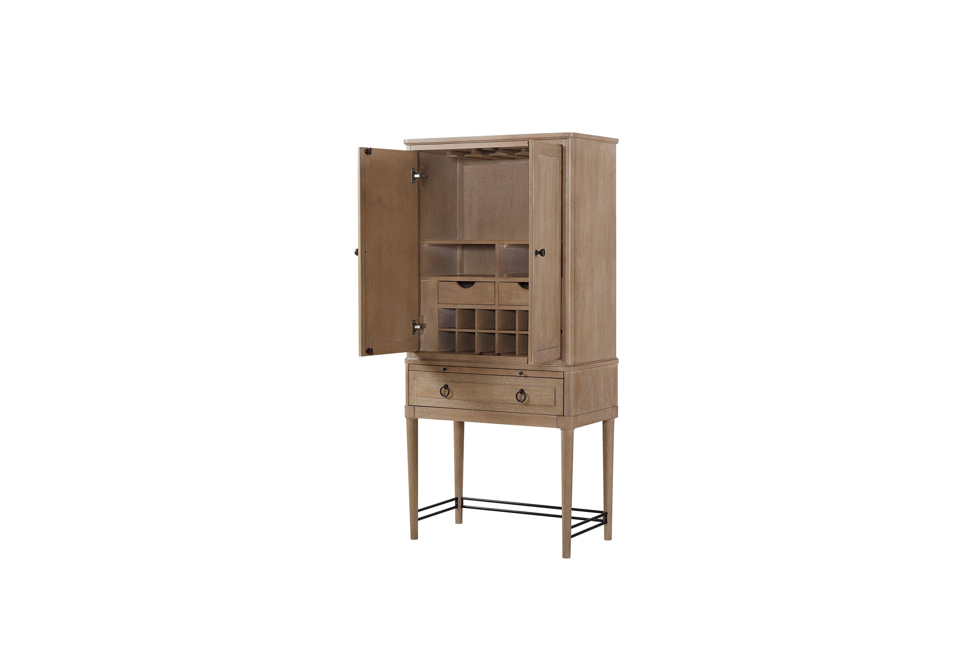 Bar Cabinet In Sand Colored Finish Sand Solid Wood Mdf