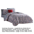 Tyler 8 Piece Microfiber Queen Bed Set, Floral Print, The Urban Port, Gray Queen Gray Fabric