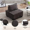 Coolmore Modern Upholstered Chair Leisure Sofa Lazy Sofa Plastic Legs And Pillow Removable Armless Accent Chair For Living Room,Bedroom,Office Black Linen Black Foam Linen