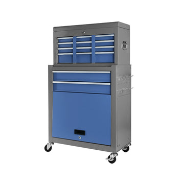 High Capacity Rolling Tool Chest With Wheels And Drawers, 8 Drawer Tool Storage Cabinet Blue Grey Iron