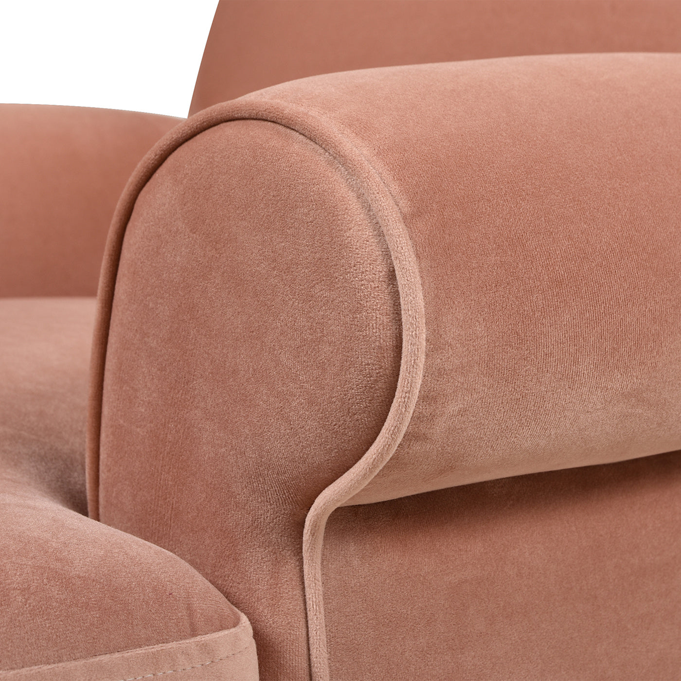 Alana 38" Lawson Accent Arm Chair Metal Casters, Peach Orange Velvet Orange Foam Velvet