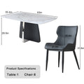 Modern Dining Table For 6, White Dining Table Sintered Stone Dining Table Top With Stainless Steel Base, 63 Inch Modern Luxury White Rectangular Dining Table 6 Chairs Black Dark Walnut,Black White