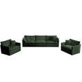 Sofa Set Of 3, 1 1 3 Seats Living Room Sofa Set, Accent Chair, Loveseat, And Three Seat Sofa Modern Style Round Arms 3 Piece Sofa Set, Green Chenille Green Chenille 5 Seat