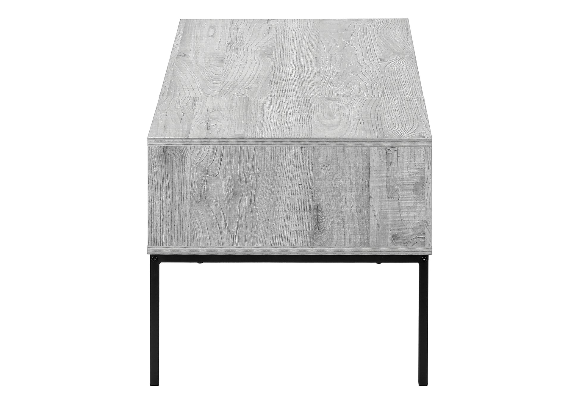 Coffee Table, 42" L, Rectangular, Cocktail, Lift Top, Grey, Black Metal, Contemporary, Modern Grey Particle Board