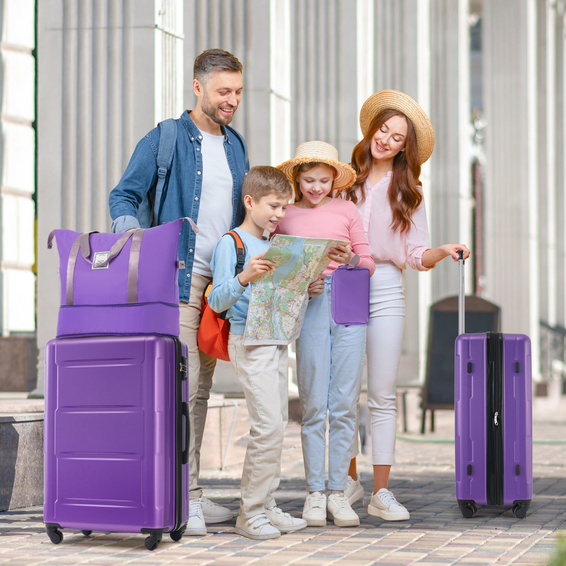 2 Piece Luggage Set With Bags Expanable Spinner Wheels Abs Lightweight Suitcase With Tsa Lock 20Inch 28Inch Purple Abs