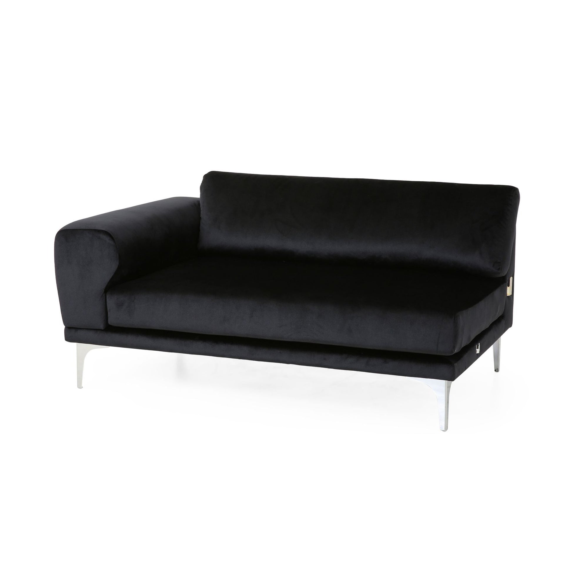 Luxurious Black Velvet 4 Seater Sofa With Ultra Soft Cushions, Metal Silver Legs Decor With Exquisite Craftsman, And Timeless Elegance, Perfect For Elevating Modern And Sophisticated Living Spaces Black Velvet Wood Primary Living Space Pillow Back Soft