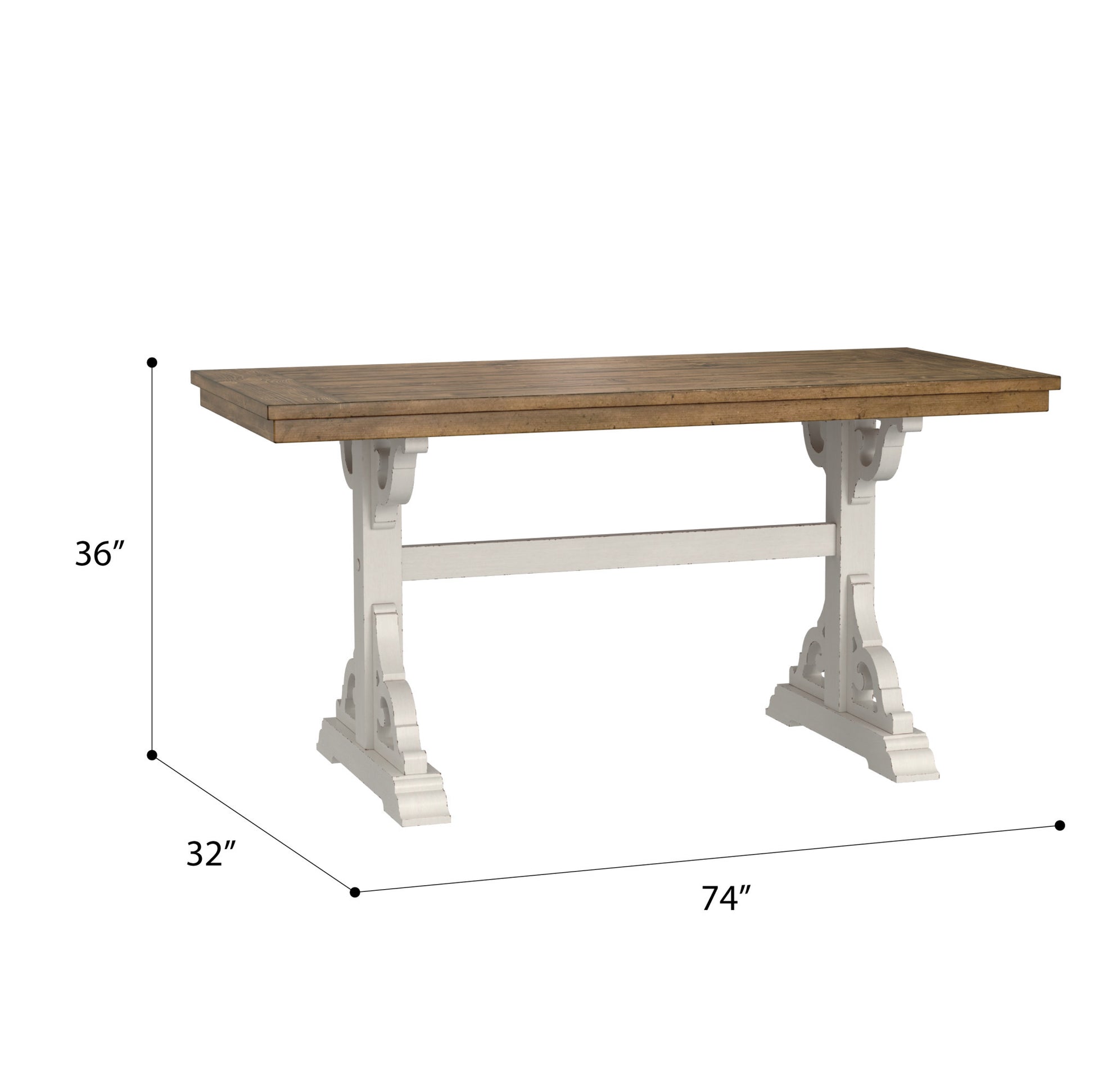 Haidel Brown And White Trestle Gathering Table Brown White Solid Wood
