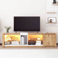 Moderntv Stand For Tvs Up To 80''Media Console With Multi Functional Storage, Entertainment Center With Led Light, Tv Cabinet For Living Room,Bedroom White Natural 70 79 Inches 70 79 Inches 70 Inches Particle Board