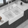 White Farmhouse Sink 33 Inch White Ceramic Double Bowl Farm Kitchen Sink White Ceramic