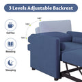 3 In 1 Convertible Sleeper Chair With Adjustable Backrest, Lounger Chair Turns Into Bed, Single Bed For Living Room, Velvet, Ink Blue Blue Velvet