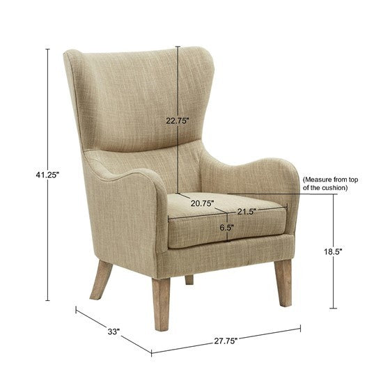 Arianna Swoop Wing Chair Multicolor Solid Wood