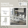 Kamaile Dining Table, White High Gloss Finish Dn02133 White Mdf Metal