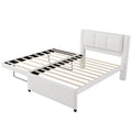 Full Size Upholstery Platform Bed With Trundle,Trundle Can Be Flat Or Erected, Beige Box Spring Not Required Full Beige Bedroom Linen Upholstered