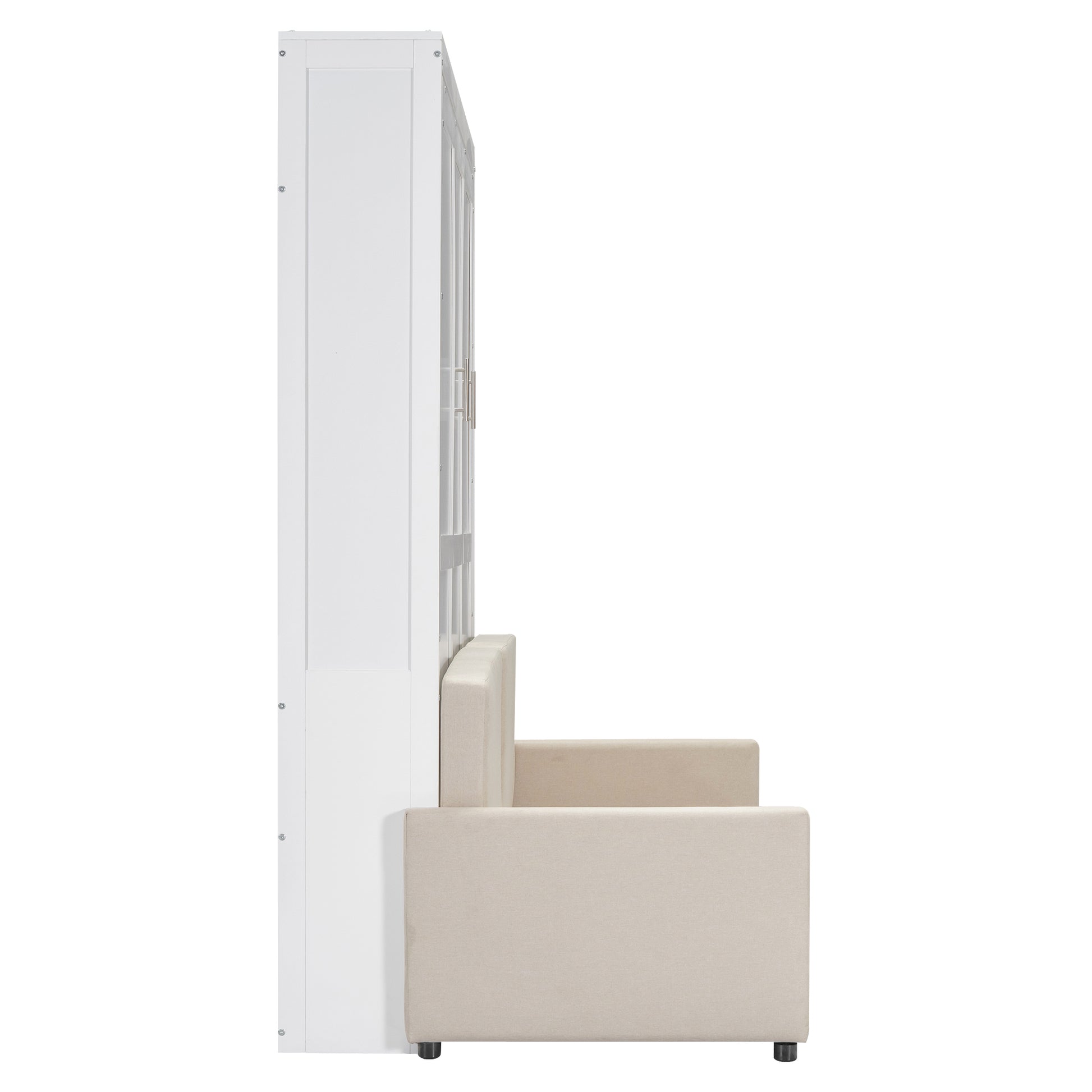 Queen Size Murphy Bed Wall Bed With Cushion, White Queen White Mdf Lvl