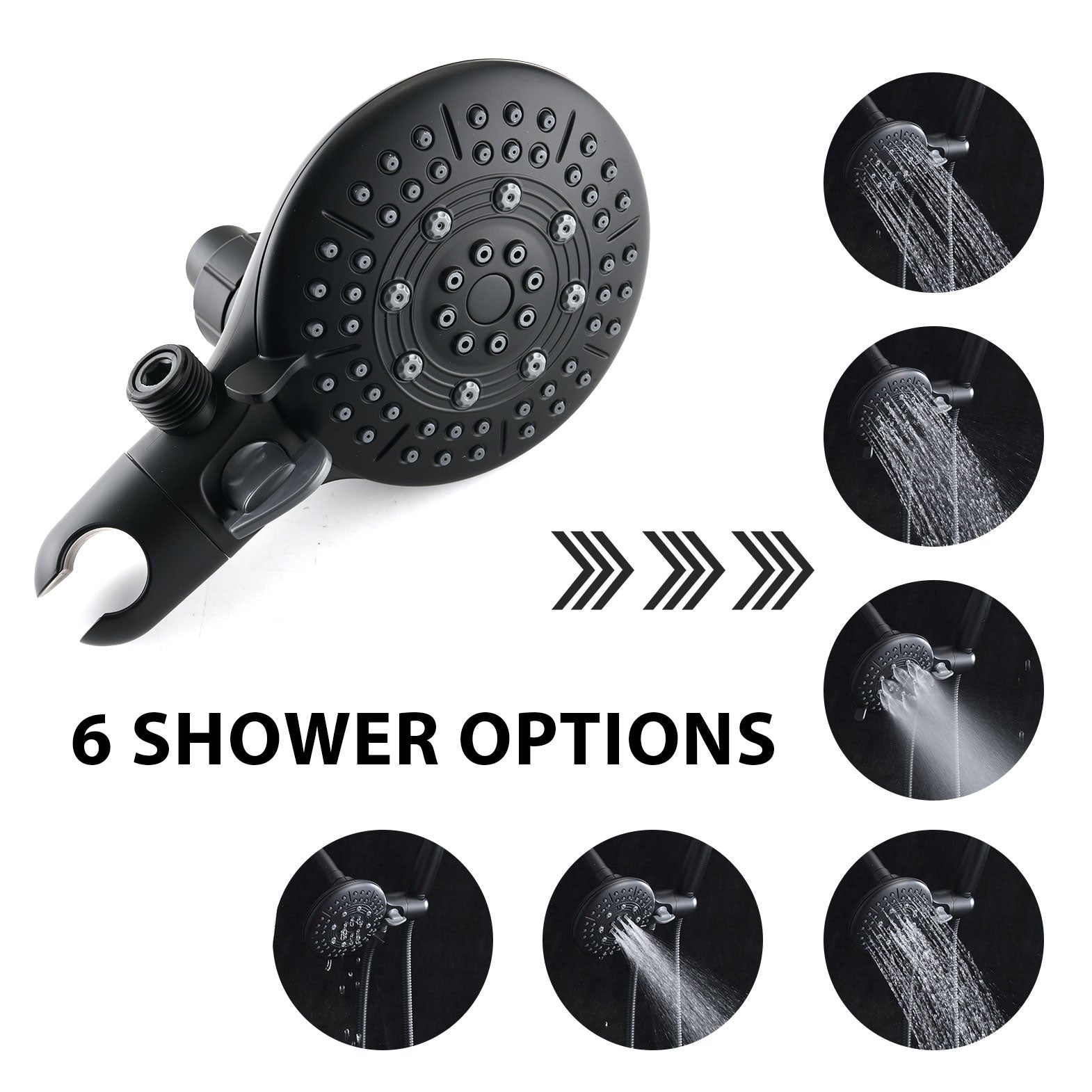 Matte Black Rain Shower System With 4.5" Head, Handheld Shower, And 6 Spray Modes Matte Black Stainless Steel