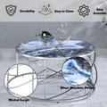 Lyda Coffee Table, Blue Marble Print & Chrome Finish Lv02095 Chrome Metal