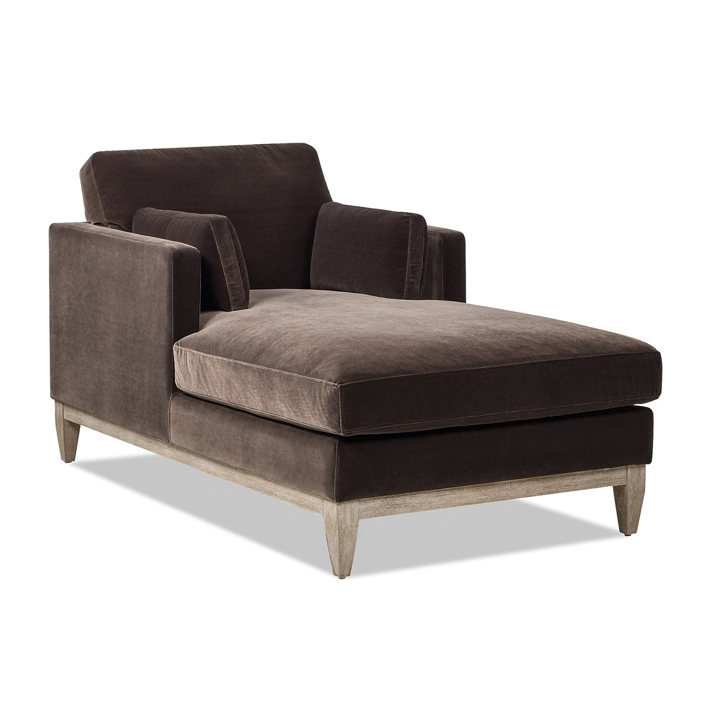 Knox 65" Modern Farmhouse Chaise Lounge Chair, Deep Brown Performance Velvet Brown Foam Velvet