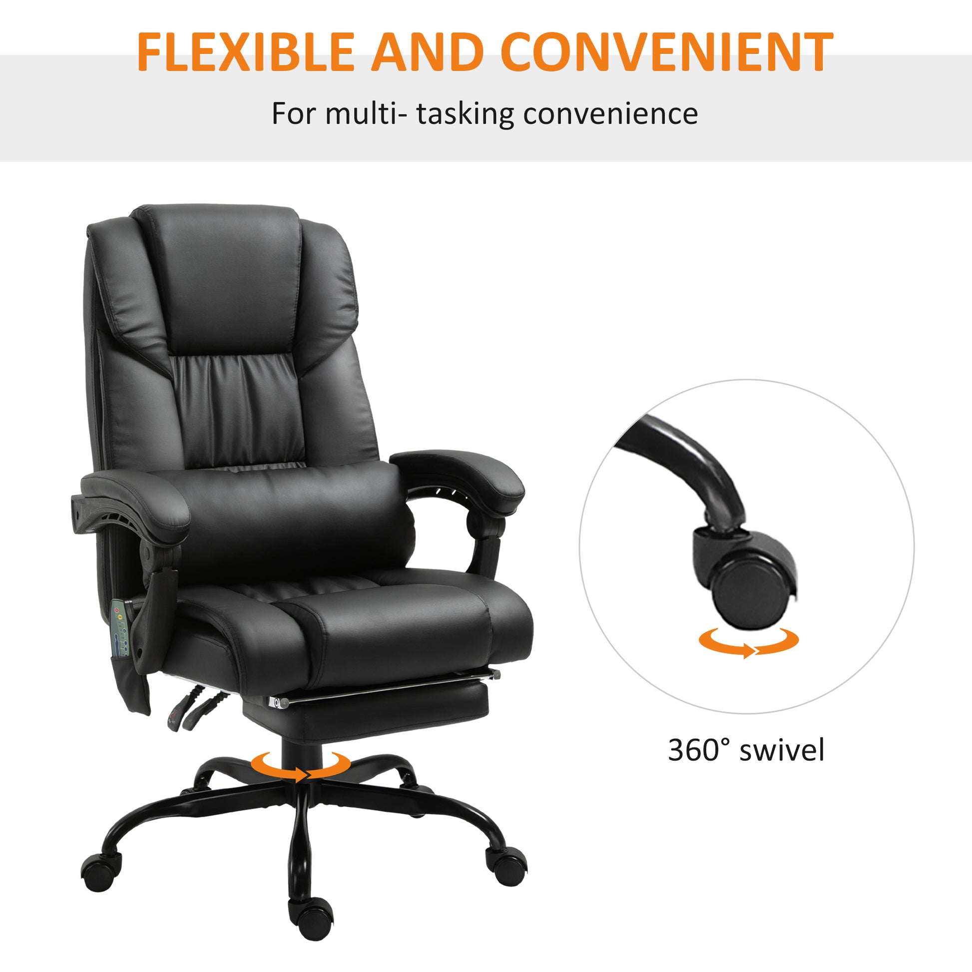 Vinsetto High Back Massage Office Chair With 6 Vibration Points, Pu Leather Reclining Computer Chair, Ergonomic Office Chair With Footrest Adjustable Vinsetto High Back Massage Office Chair With 6 Vibration Points, Pu Leather Reclining Computer Chair, Ergonomic Office Chair With Footrest Adjustable
