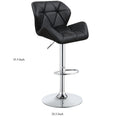 Adjustable Diamond Bar Stool With Chrome Base, Black ,Set Of 2 Black Silver Fabric Metal