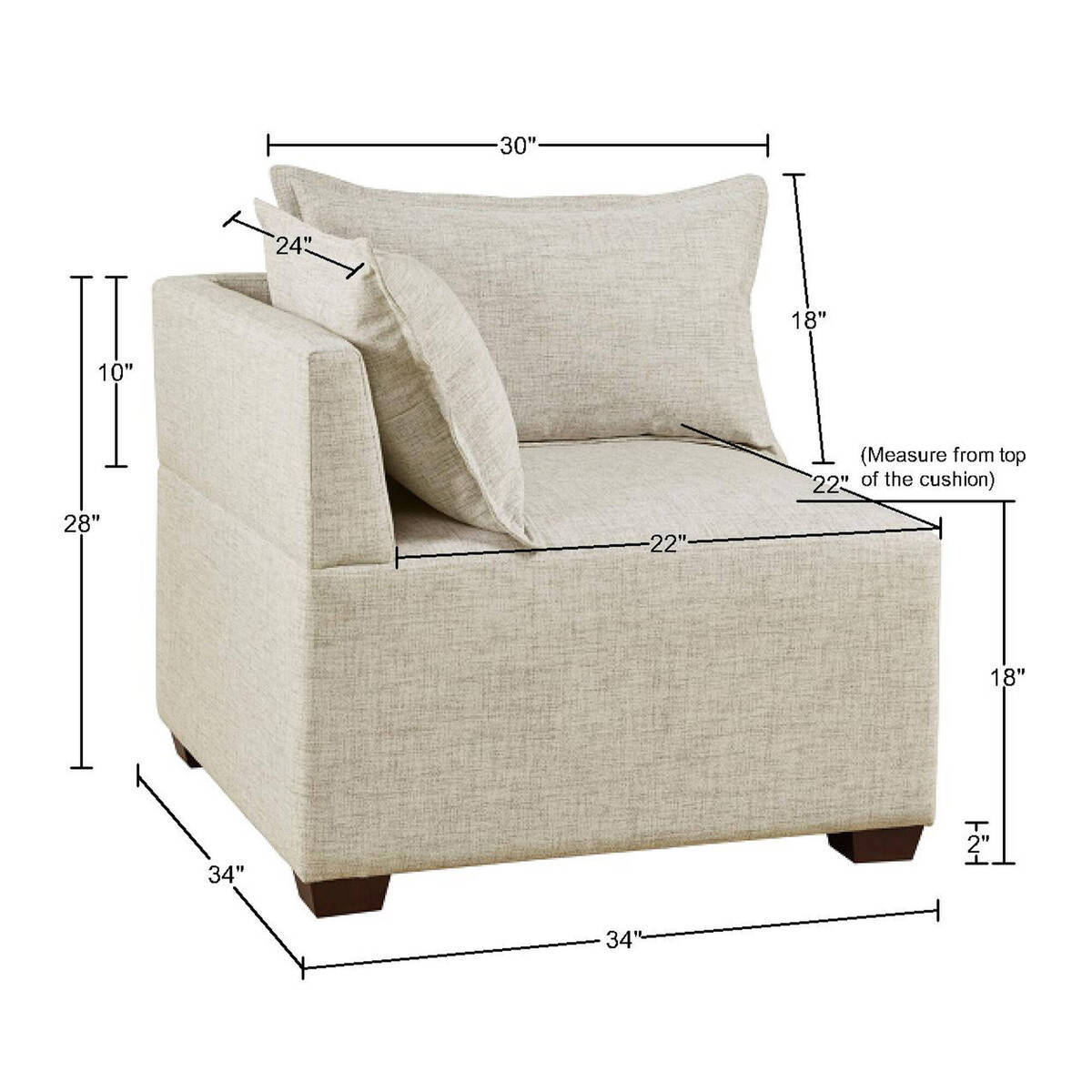 Modular Corner Chair Linen Polyester 1 Seat