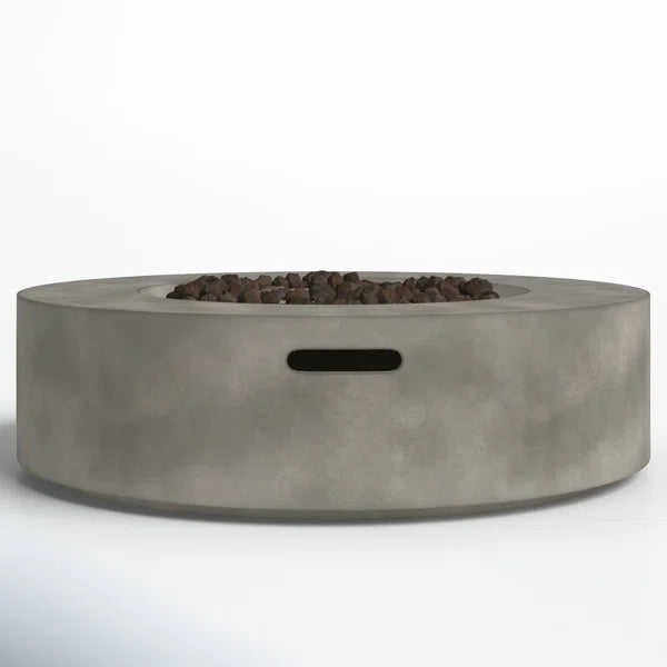 12" H Fiber Reinforced Concrete Outdoor Fire Pit Table Grey Garden & Outdoor Modern Stone Concrete