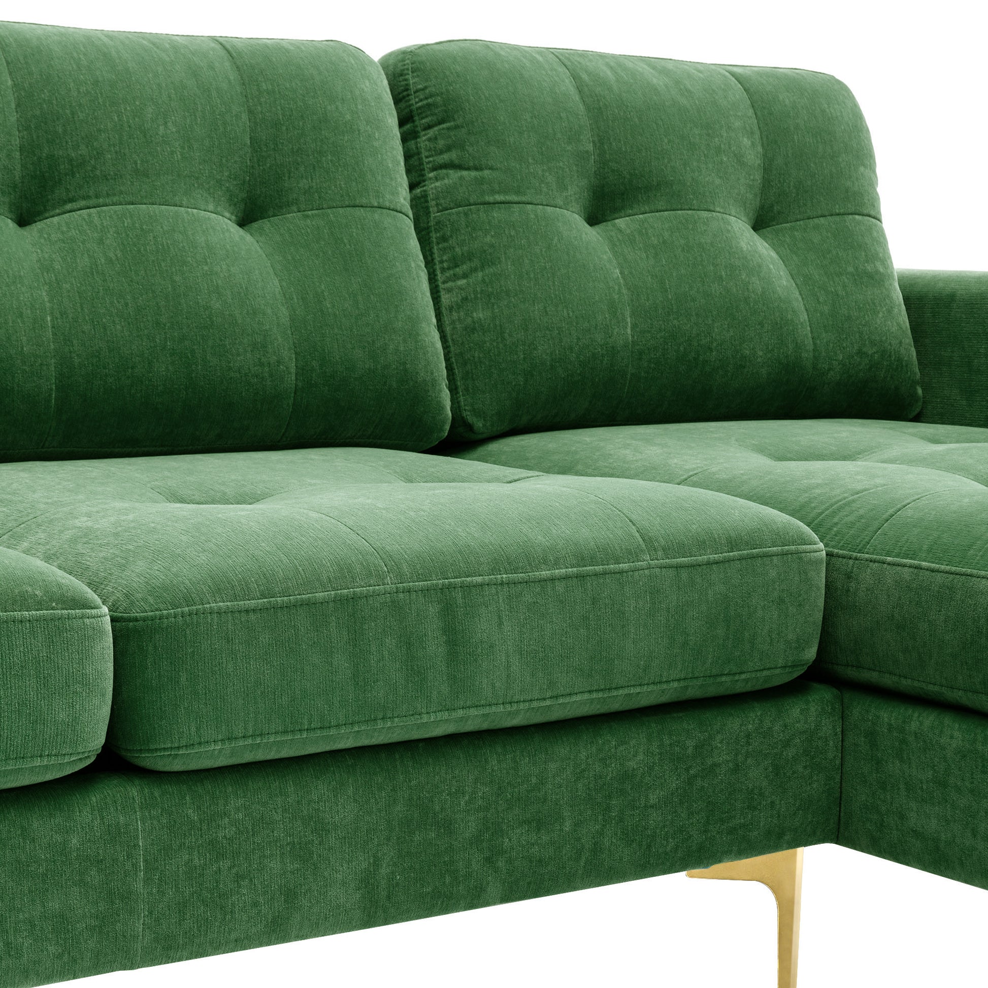 110" L Shape Convertible Sectional Sofa Couch With Movable Ottoman For Living Room, Apartment, Office, Green Green Foam Velvet 4 Seat