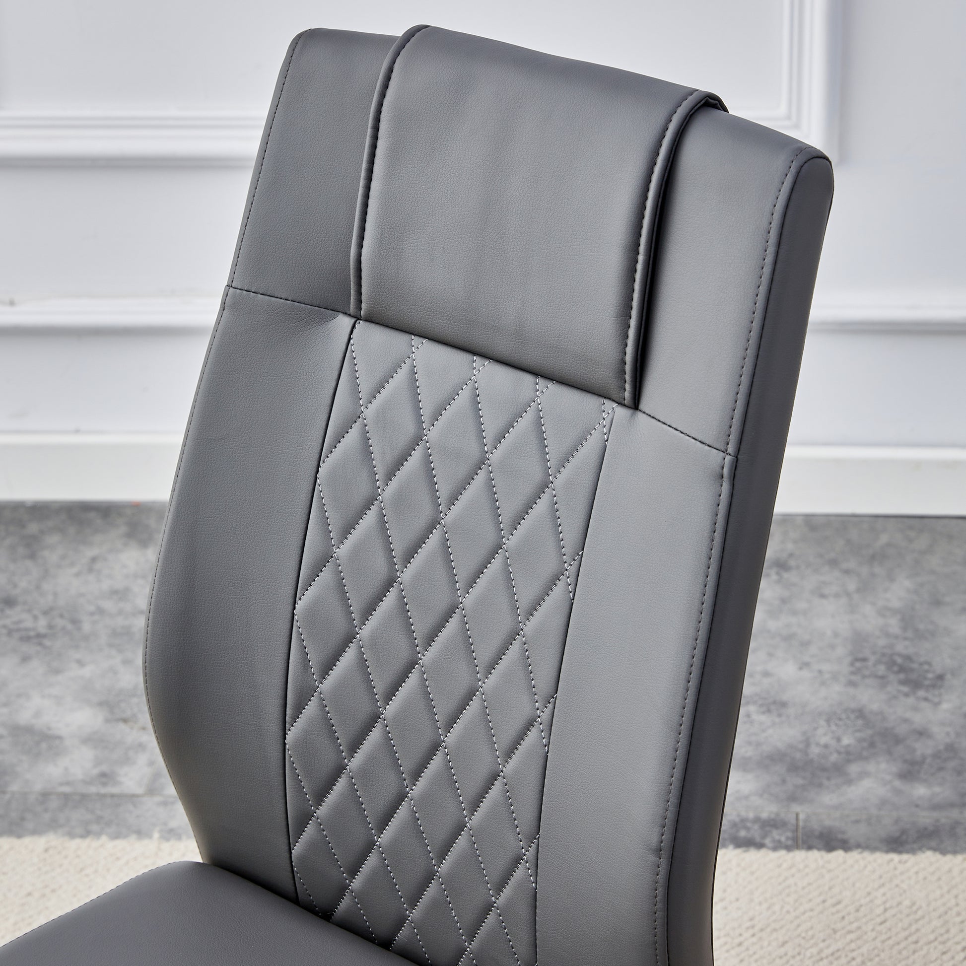 Table And Chair Set.Modern Rectangular Dining Table With Transparent Tempered Glass Tabletop And Gold Plated Metal Legs.Paried With 8 Comfortable Chairs With Pu Seats And Golden Metal Legs. Grey Gold,Transparent Seats 8 Glass Metal