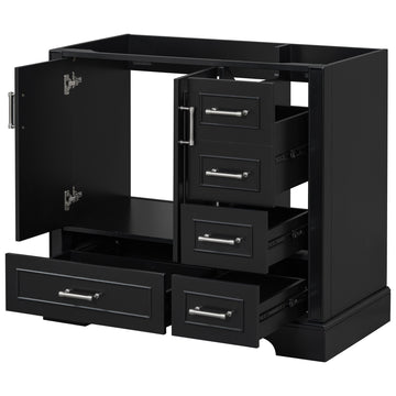 Cabinet Only 36" Black Traditional Bathroom Vanity Sink Not Included Black Bathroom American Traditional Solid Wood Mdf