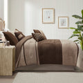 7 Piece Faux Suede Comforter Set Brown Cal King California King Brown Polyester