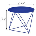 Blue Geometric Metal Base Accent Table Blue Primary Living Space Modern Round Metal Sled