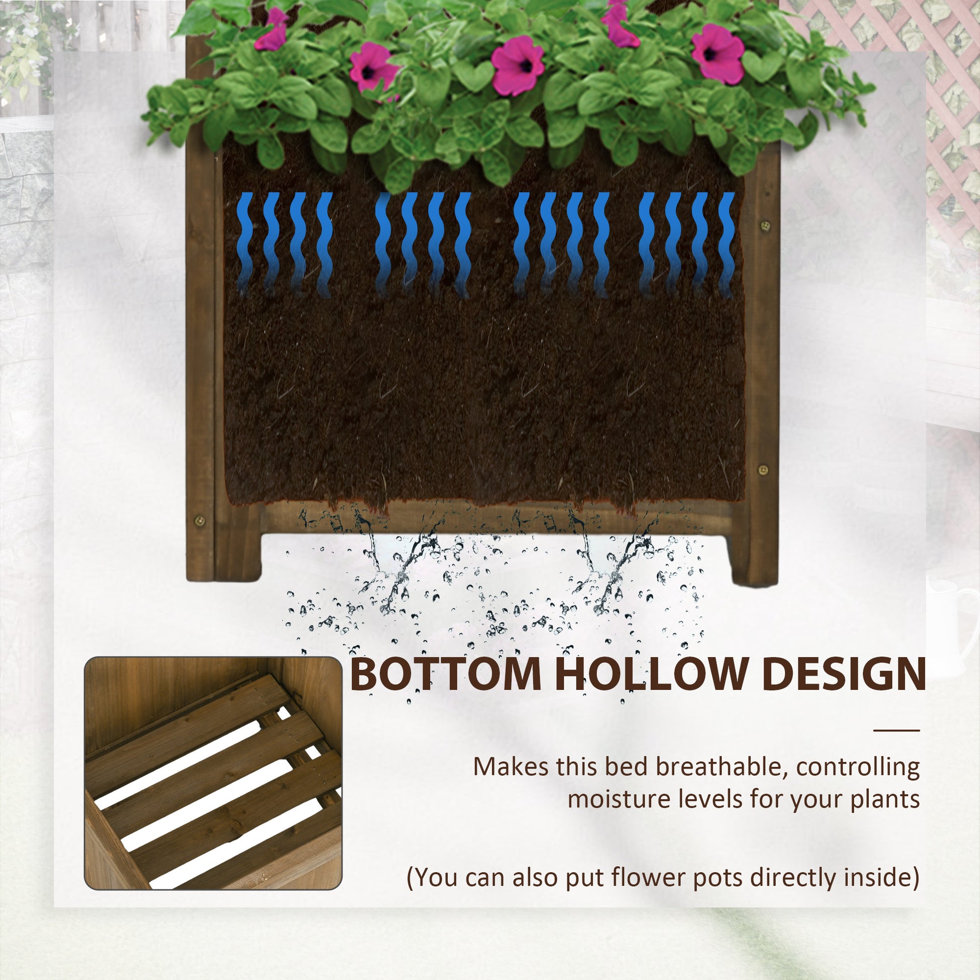corner trellis planter Outsunny Wooden Raised Garden Bed With Trellis, 57" Freestanding Corne