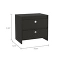 Lily Nightstand, Two Drawers Black 2 Drawers Bedroom Bedside Cabinet Contemporary Storage Melamine Engineered Wood