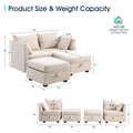 Modular Couches And Sofas Sectional With Storage Sectional Sofa U Shaped Sectional Couch With Reversible Chaises, Beige Beige Linen Wood Primary Living Space Soft Heavy Duty Cotton Cotton 4 Seat