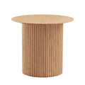 17.71 Inch Round Fluted Side Table Circle Small Accent Table For Living Room Mid Century Circle Bedside Table For Bedroom Oak Oak Mdf