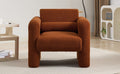 Modern Accent Chair Lambskin Sherpa Fabric Upholstered Comfy Reading Arm Chair Soft Padded Armchair With Back And Pillow For Living Room Bedroom Reception Waiting Room Office,Burnt Orange Burnt