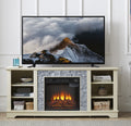 Mantel Electric Fireplace Stone Tv Media Stand, Open Storage Modern Entertainment Console Space With 18