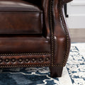 Traditional Roll Arm Leather Sofa Brown Leather 3 Seat