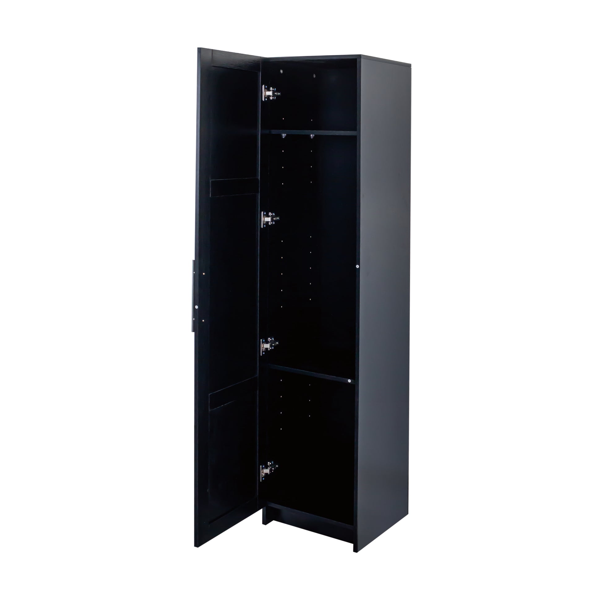 Stackable Wall Mounted Storage Cabinet, 15.75" D X 15.75" W X 70.87" H,Black Black Mdf