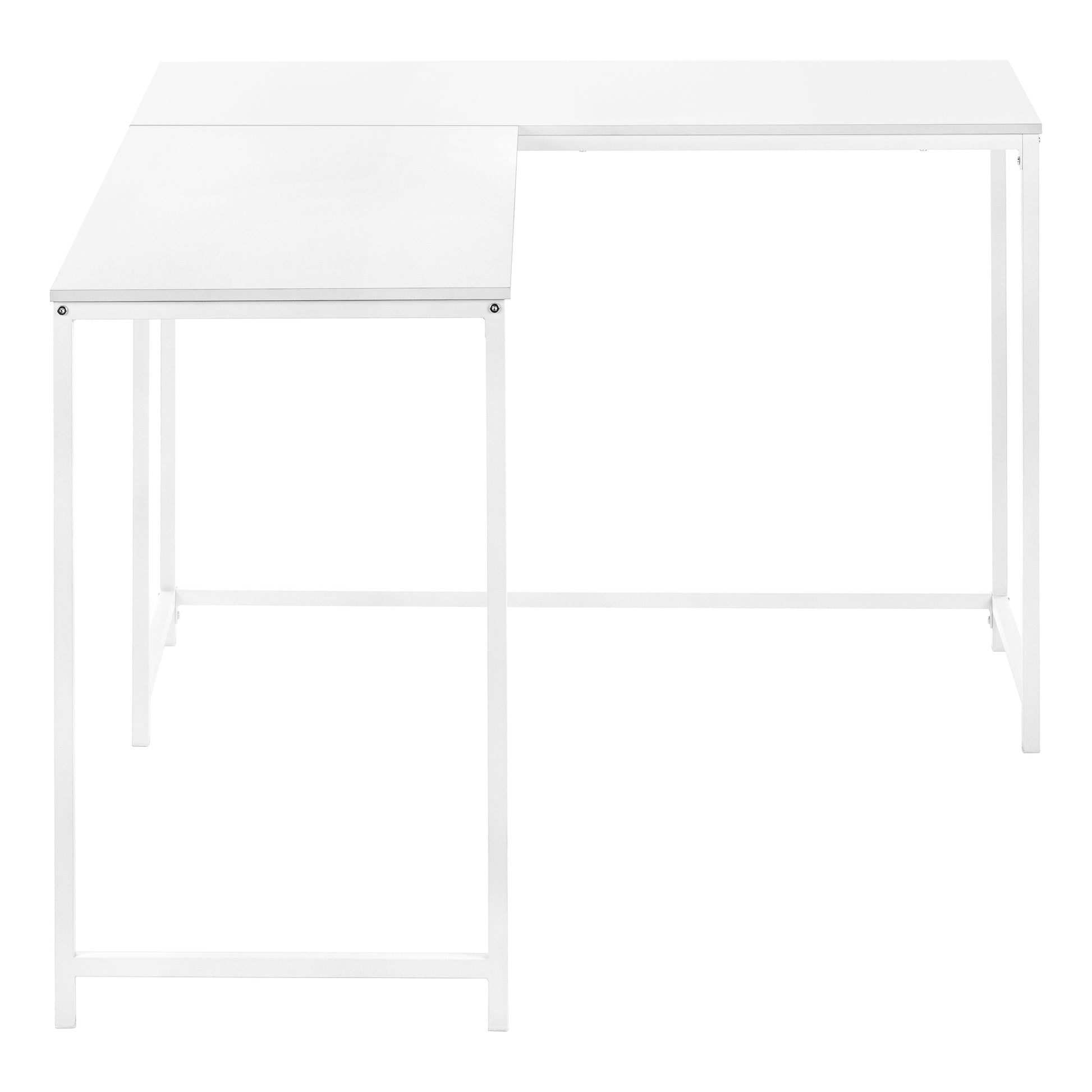 Computer Desk, Home Office, Corner, 58"L, L Shape, Work, Laptop, White Laminate, White Metal, Contemporary, Modern White Particle Board