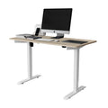 Techni Mobili Adjustable Sit To Stand Desk, Oak Oak Computer Desk Office Modern Rectangular Rectangular Steel Particle Board