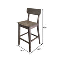 29 Inch Rubberwood Barstool With Wood Grain Details, Panel Back, Brown Brown Solid Wood