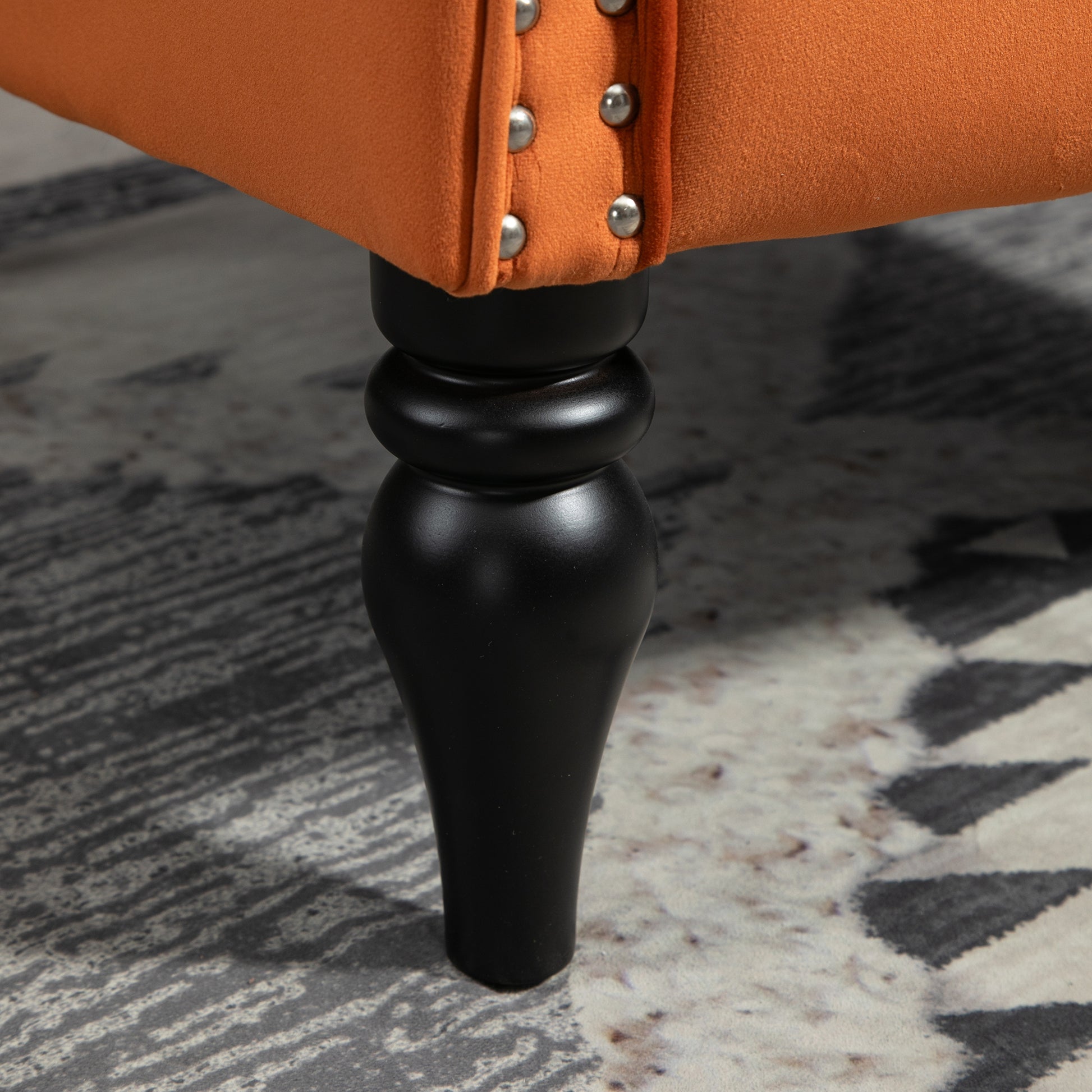 Coolmore Wood Frame Armchair, Modern Accent Chair Lounge Chair With Sturdy Wood Legs For Living Room Bedroom Orange Orange Foam Velvet