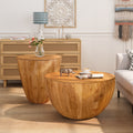 Vintage Style Bucket Shaped Coffee Table Set For Office, Dining Room And Living Room Set Of Two Pieces Same Sku:W757S00013 Natural Solid Wood Mdf