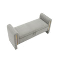 Modern Teddy Bed End Bench With Arms And Storage,Upholstered Large Foot Rest Stool, Comfy Window Vanity Bench For Living Room,Bedroom,Dorm,Coffee Table,Teddy Grey Grey Modern Storage Wood Internal