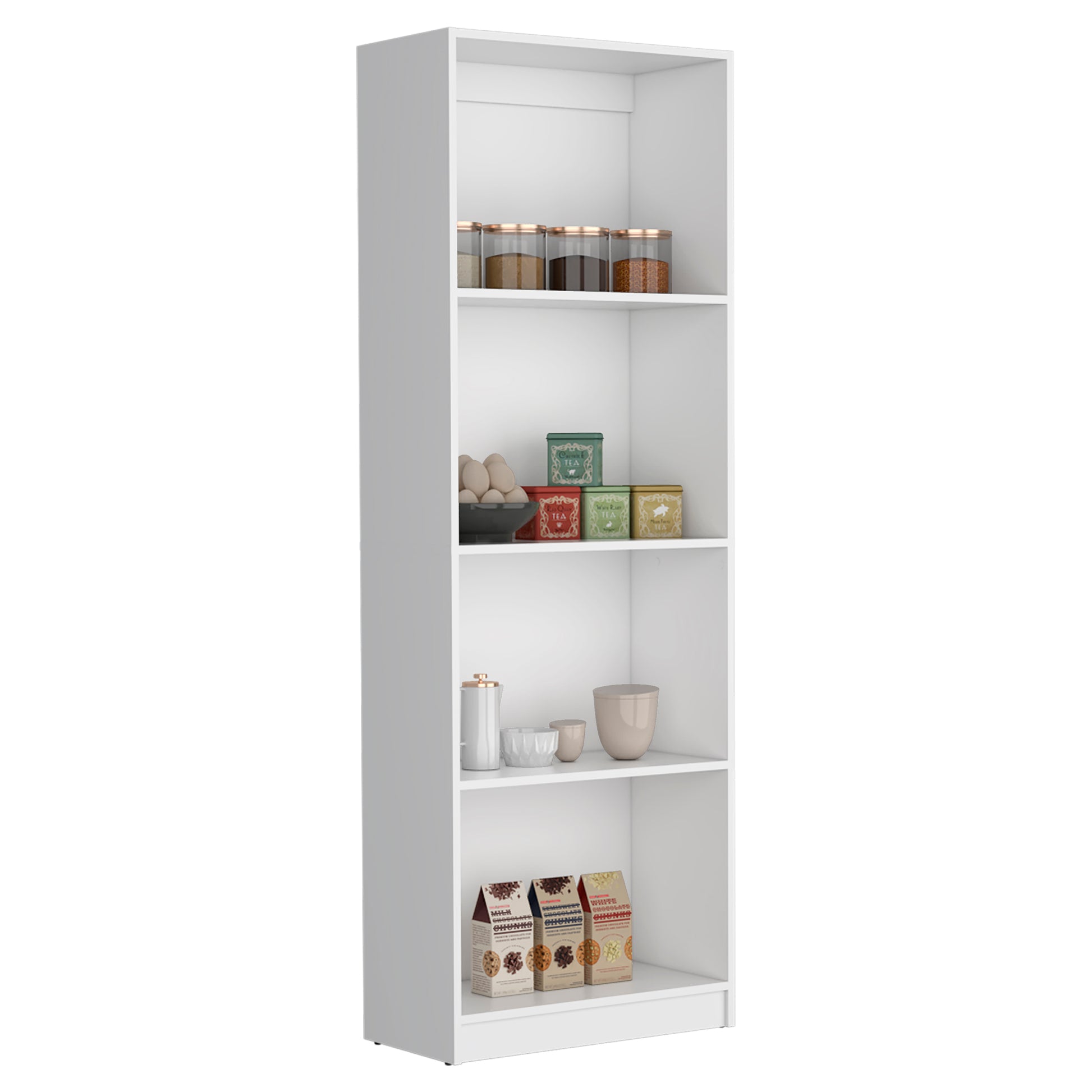 Poole 3 Piece Home Bookcase Set, 67" Wide With 12 Shelves And 2 Door Cabinetliving Room Set White White Particle Board